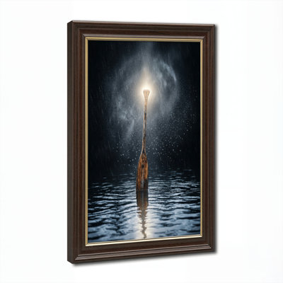 Art mural antique sur toile encadré doré pour le salon, la chambre à coucher, le bureau ou le vestibule - Décoration murale décorative avec rame mystique