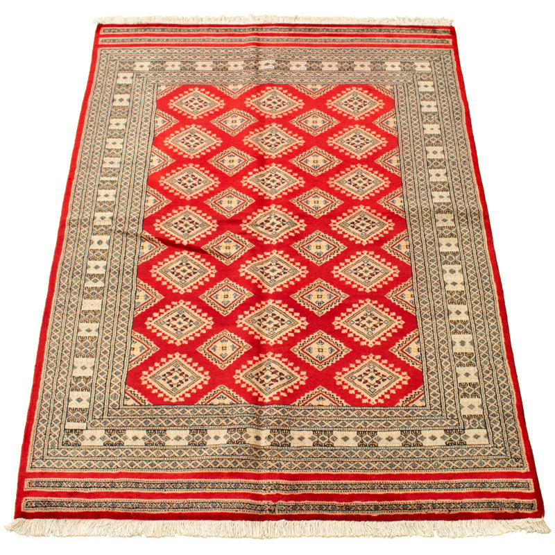 Tapis de la surface en laine rouge/brune 6 pi 1 po x 9 pi 5 po "one-of-kind" à la main-noué la 1980 Overdyed
