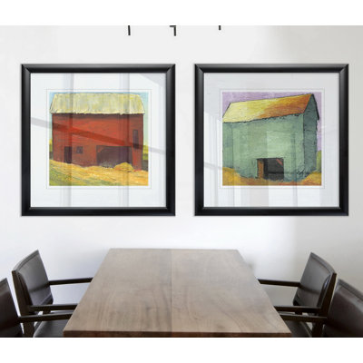 « grange iii », ensemble de 2 reproductions de peintures encadrées