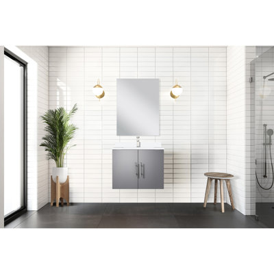 Meuble-lavabo gris foncé avec comptoir en marbre de culture, robinet inclus Miroir - antitaches pour salle de bain l 24 po x P 19 po