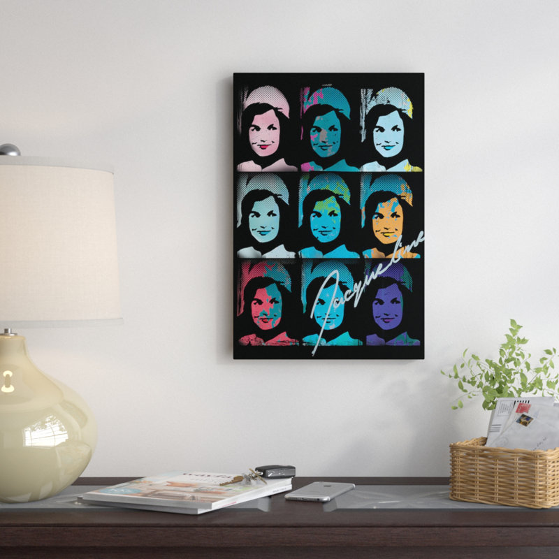 «Jacqueline Kennedy Onassis Pop Art Collage», reproduction d'impression sur toile, H 26 po x l 18 po x P 1,5 po, Pas de tapis