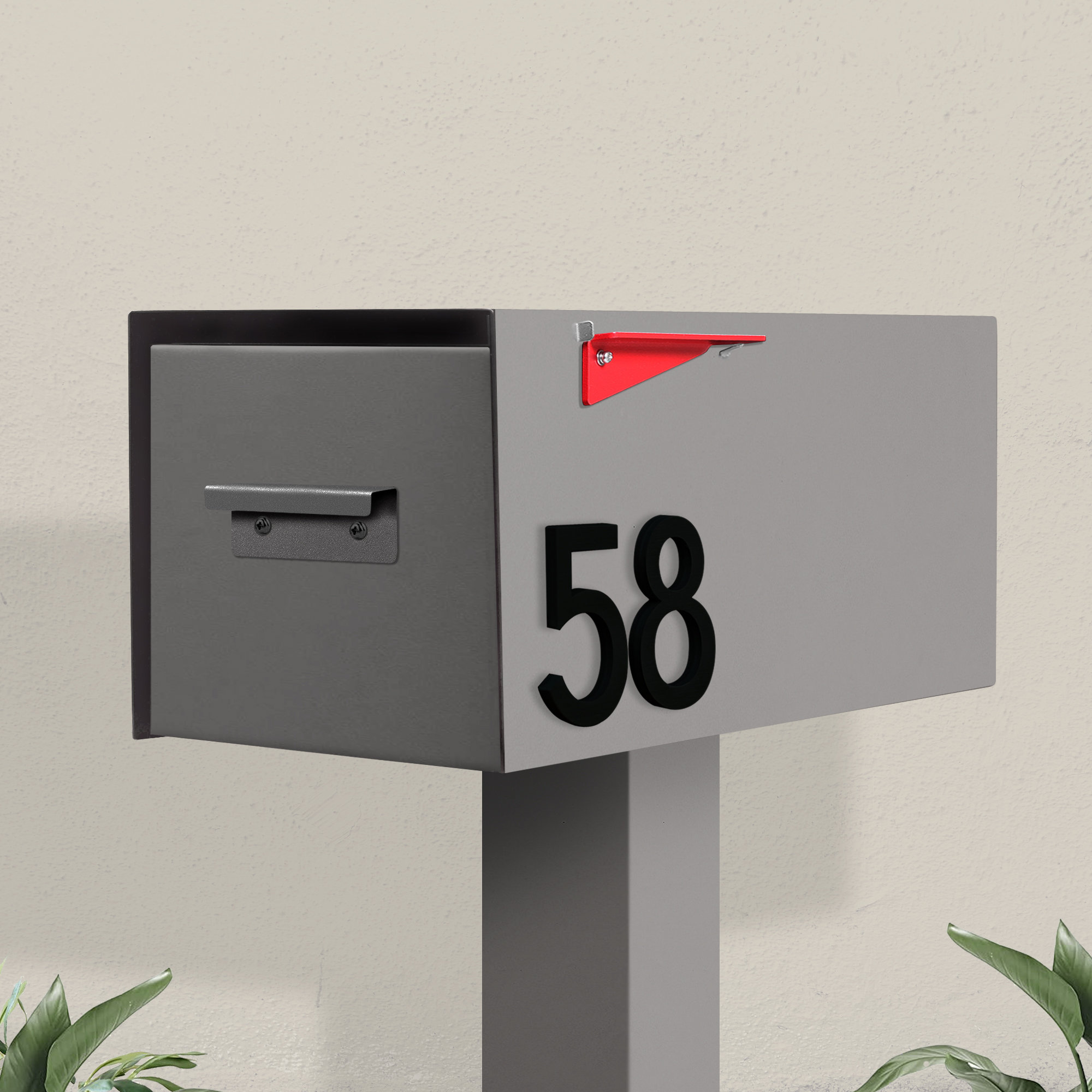 Malone Post Mounted Steel Mailbox, Yes, Gray/Black