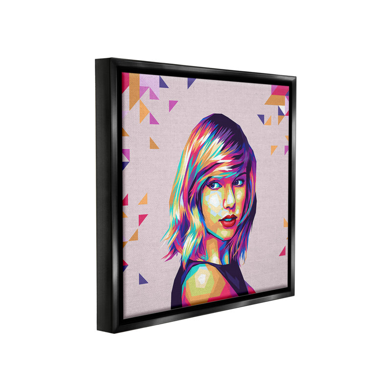 «Pop Icon With Pattern» sur toile, Cadre flottant noir de jais, H 18 po x l 18 po