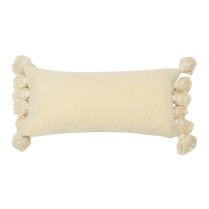  Housse de coussin rectangulaire 100% coton et insert, Crème, 14 po x 20 po