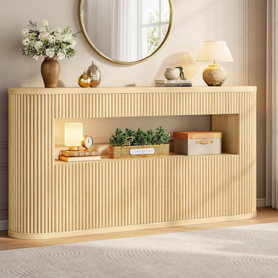 59" Entryway Table with 2 Drawers and Shoe Storage, Console Table with Open Shelf