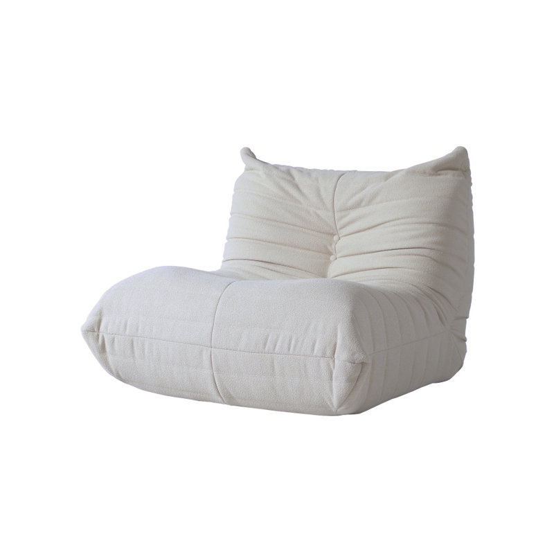 Chaise longue 1 place en velours moelleux, Beige