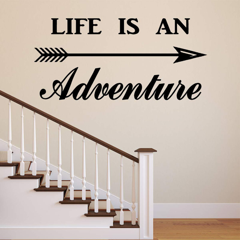 Décalcomanie murale « life is a adventurer adventurer », H 11 po x l 22 po, Noir