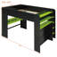 Lit superposé double en bois pleine grandeur avec bureau à hauteur réglable, garde-robe, grand espace de rangement et lumière RVB-1424998788