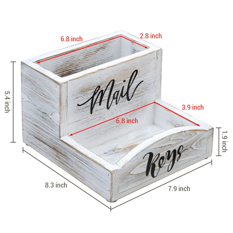 Azavion 2-Slot Wood Desktop Mail Organizer, White