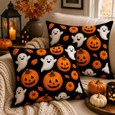 Ensemble de 2 coussins décoratifs d'Halloween pour canapé et décoration intérieure