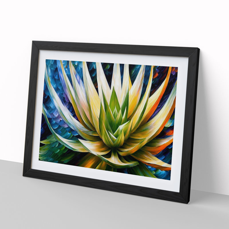 Aloe Vera Succulent Plant Vol.3 - Single Picture Frame Painting, Black, 25cm H x 34cm W x 2cm D