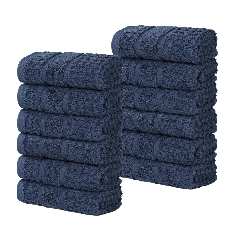 Serviette / gant de toilette Camiren 100% coton gaufré uni, Bleu denim