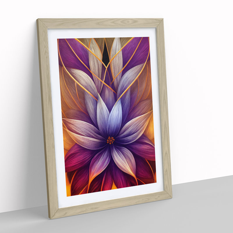 A Super Flower - Single Picture Frame Print, 34cm H x 25cm W x 2cm D, Oak