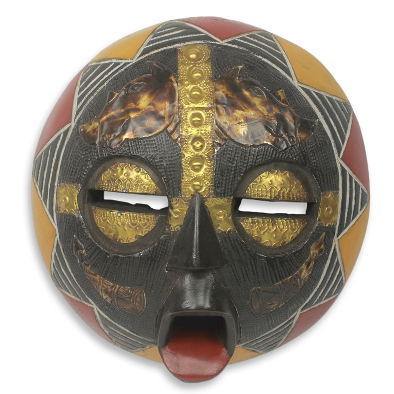 Décoration murale masque en bois rhino