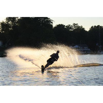 Water Skiing With Spray by Coastalpics - Wrapped Canvas Print