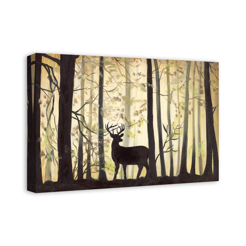 Deer in Ominous Forest - Peinture sur toile, Toile tendue, H 16 po x l 24 po x P 1,25 po