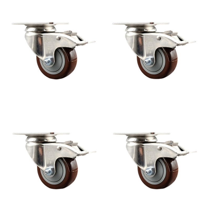 Polyurethane Casters, Maroon