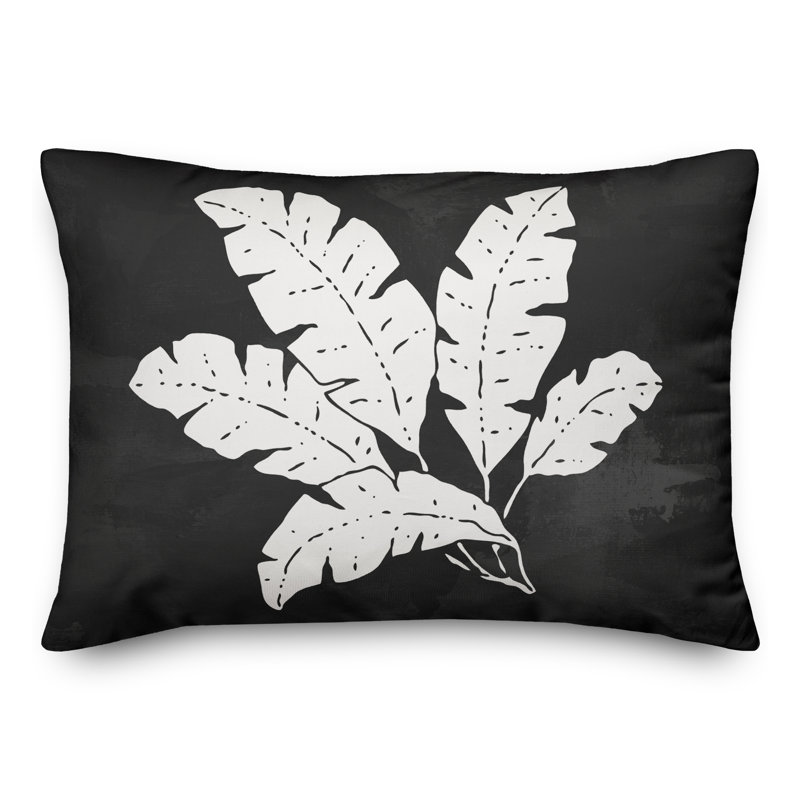 Floral Outdoor Reversible Throw Pillow, Black