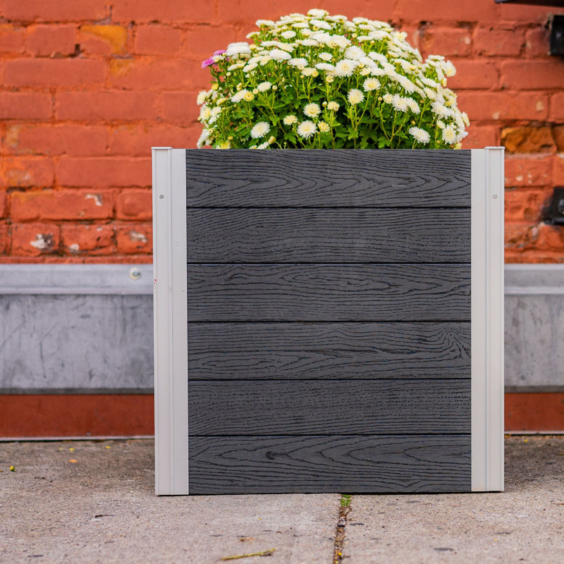 Urbana 22" Slate Gray Vinyl Cube Planter