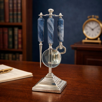 Élégante sculpture accessoire de bureau pour la décoration intérieure - Objets décoratifs modernes et organisateur de bureau avec poignée en marbre - Style avec statues et figurines - 13 po