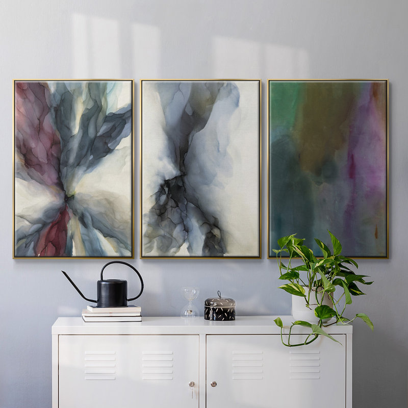 Simple simple affectant - ensemble de 3 reproductions sur toile, H 36 po x l 72 po x P 2 po, Encadrement doré