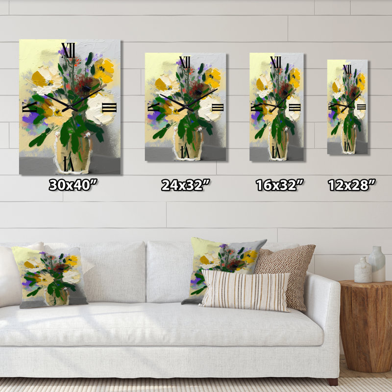 Jelyn - Horloge murale moderne florale, Très petit
