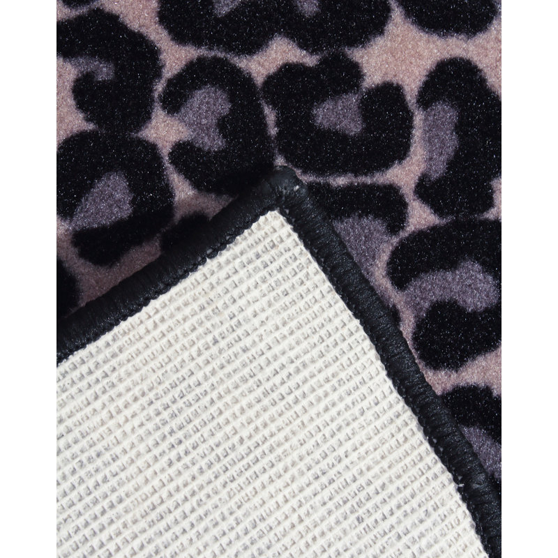 Tapis noir / gris à imprimé animal, Rectangle 10 pi x 12 pi