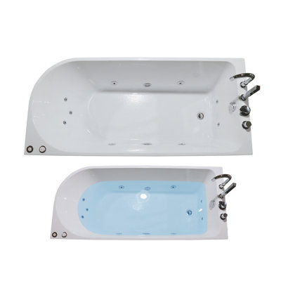 Baignoire tourbillon en alcôve en acrylique blanc brillant L 66,93 po x l 29,53 po x H 23,62 po Ovid
