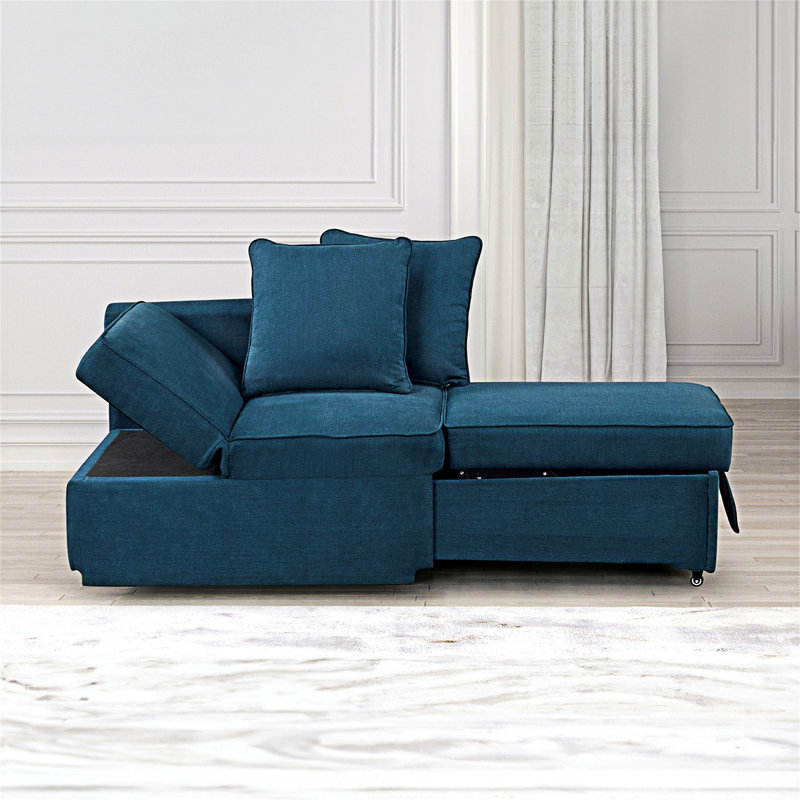 Chaise convertible avec coussins d'appui-tête réglables, Bleu