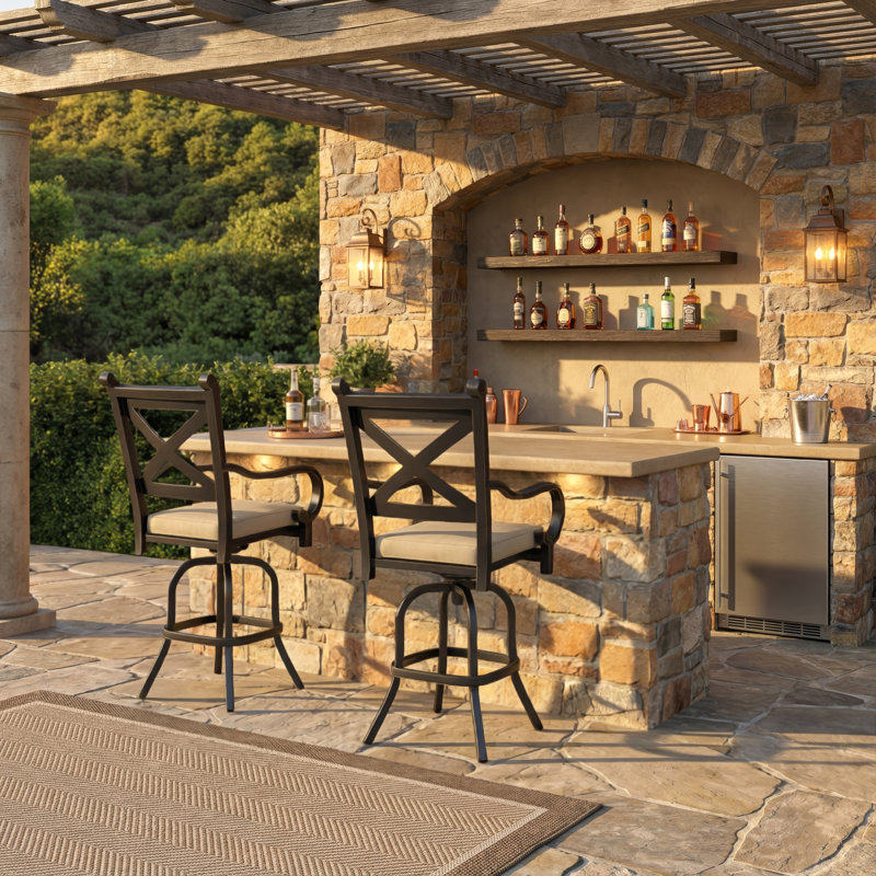 Monterey Outdoor Swivel Bar Stool, Echo Midnight Sunbrella®, Bar Stool (30" Seat Height)