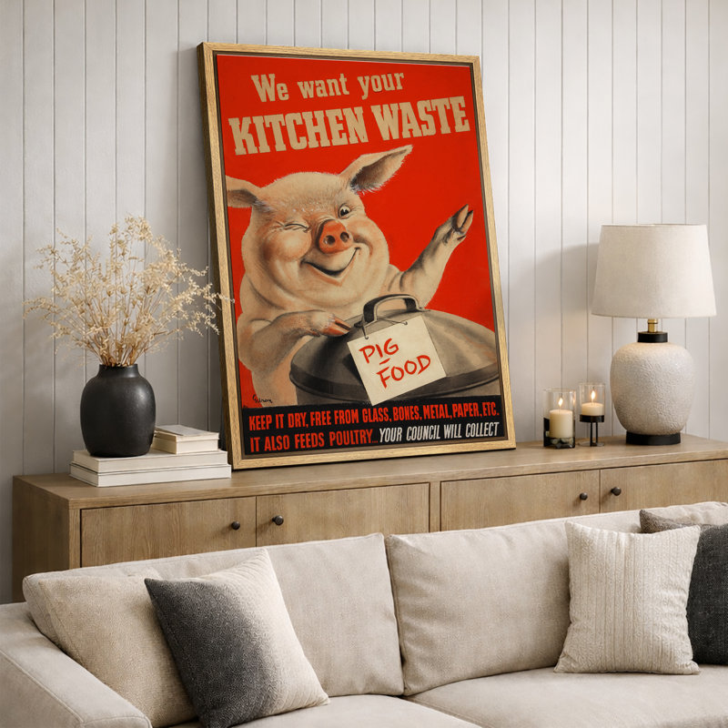 Art rétro, déchets de cuisine, affiche rétro, humour de ferme rétro, impression sur toile encadrée, Cadre flottant naturel