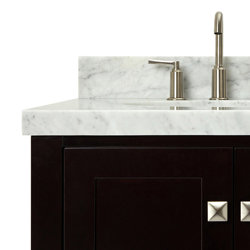 Cambridge 37'' Single Bathroom Vanity with Carrara Marble Top, Espresso, Oval
