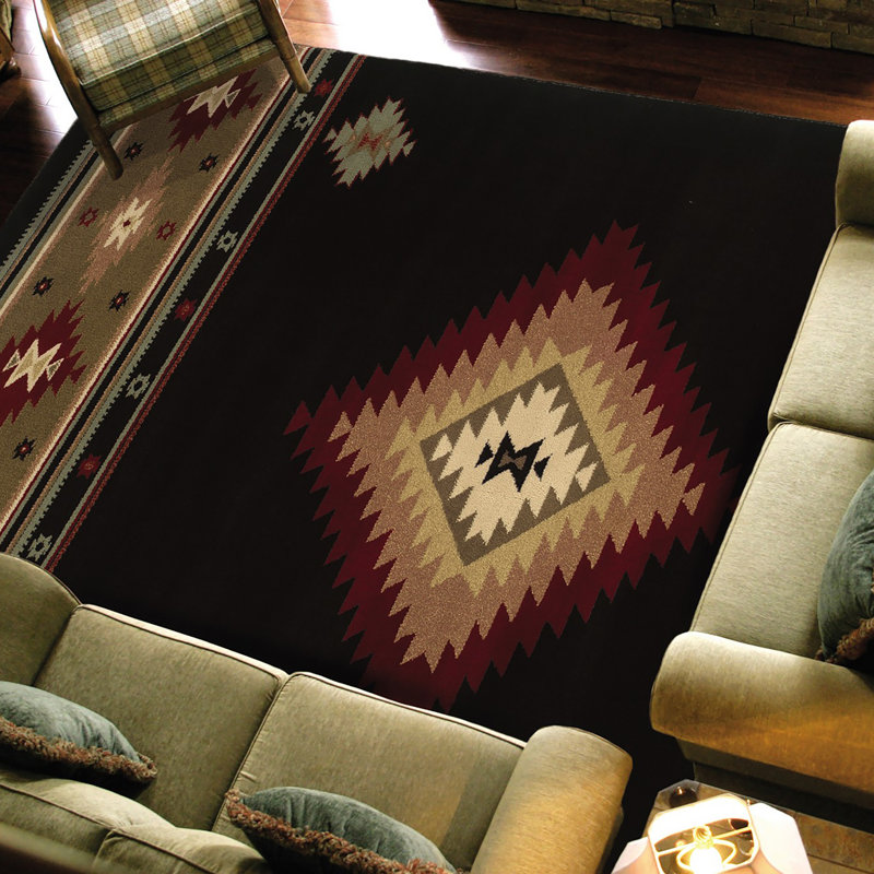 Tapis noir / vert Appomattox Southwestern, Rectangle 7 pi 8 po x 10 pi 10 po