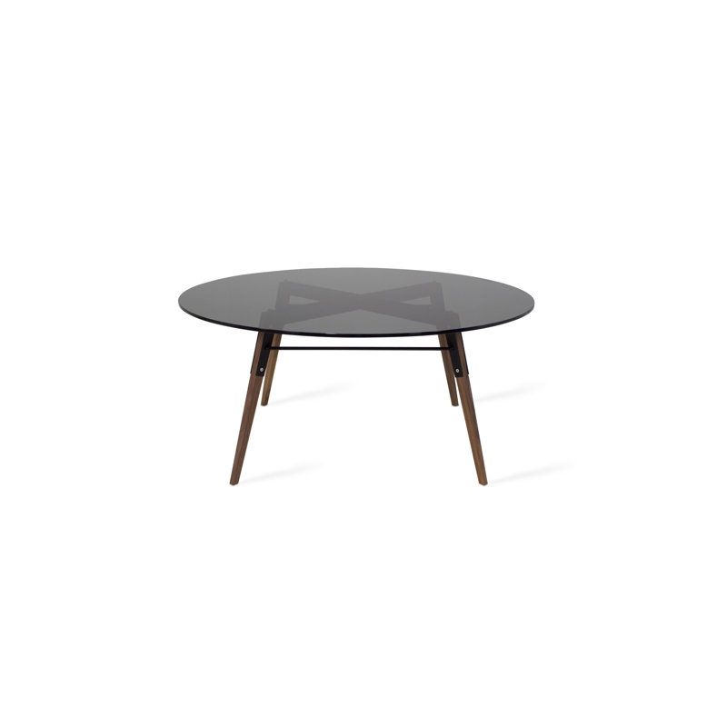 Ross Glass Top Coffee Table, Walnut/Black