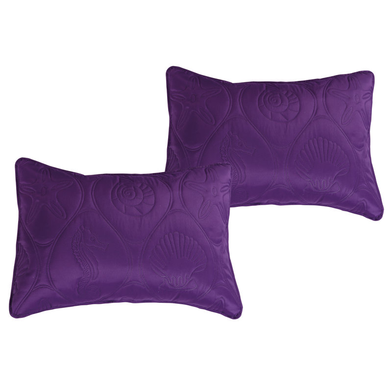 Shell Animal Print Coverlet Set, Queen Bedspread + 2 Shams, Purple