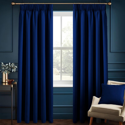 Moncear 100% Polyester Blackout Pencil Pleat Room Darkening 230 GSM Curtains (Set of 2)