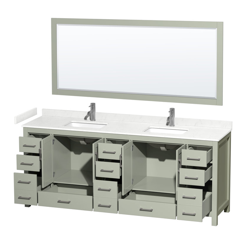 Sheffield 84" Double Bathroom Vanity Set with Mirror, Carrara