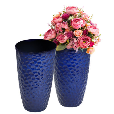 Chic Tall Round Planter, 23.5" Honeycomb-Textured Large Flower Pots for Outdoor/Indoor Plants