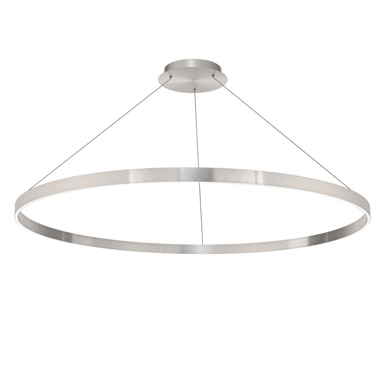 Luminaire suspendu tambour Sirius Unique à intensité variable DEL, Aluminium brossé, H 1,88 po x l 47,88 po x P 47,88 po