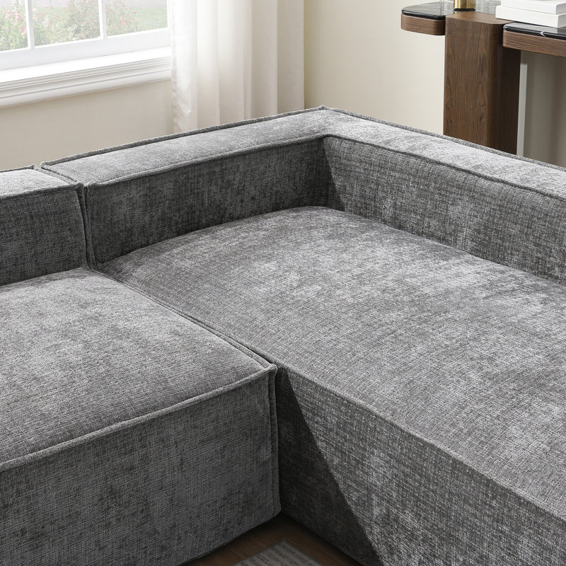 Canapé d'angle modulaire 6 places pour salon, 329,7 cm (129,5 po) en chenille froissée, sans assemblage, assise en tissu chenille ultra-épais, style contemporain, 329,7 cm (129,5 po), modulaire.