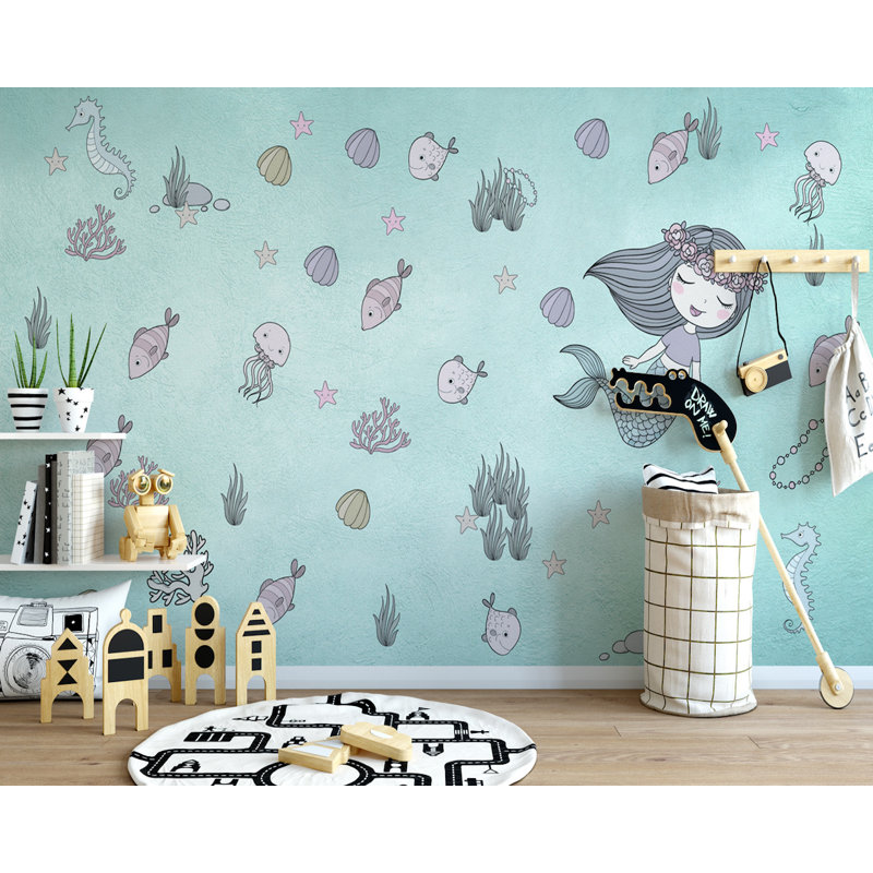 Papier peint Mermaid Ariel Starfish Kids, L 114 po x l 204 po