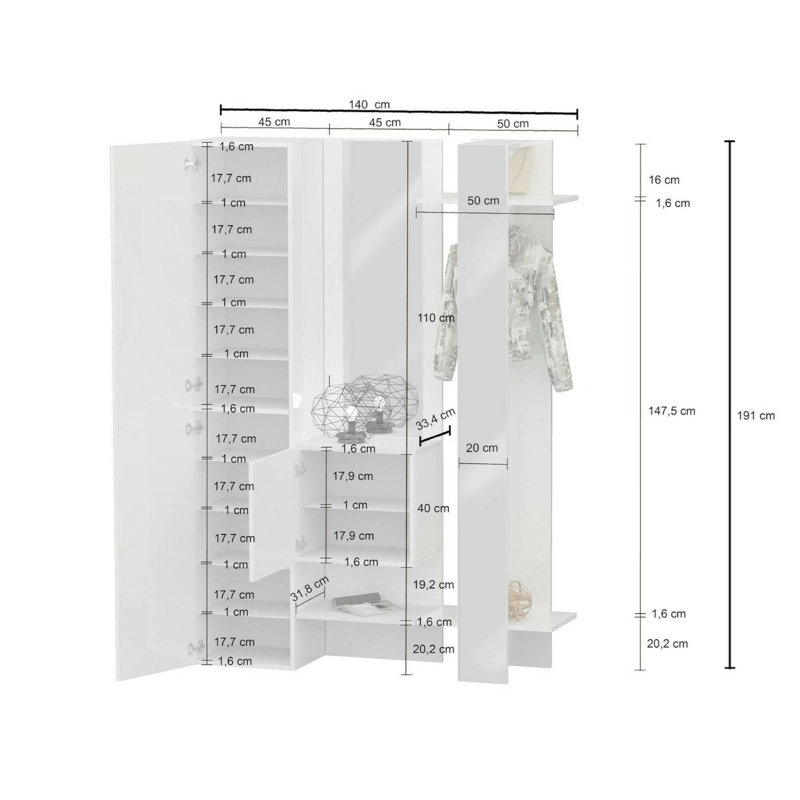 Dcriscion Hall Tree 140cm Wide