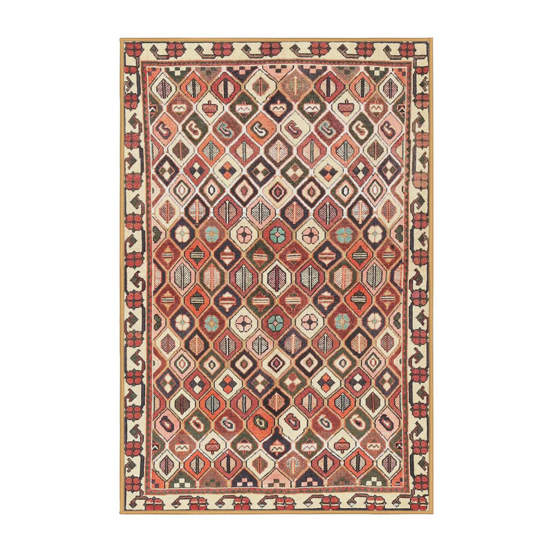 Tapis traditionnel rouge / beige Lavely, Rectangle 8 pi x 10 pi