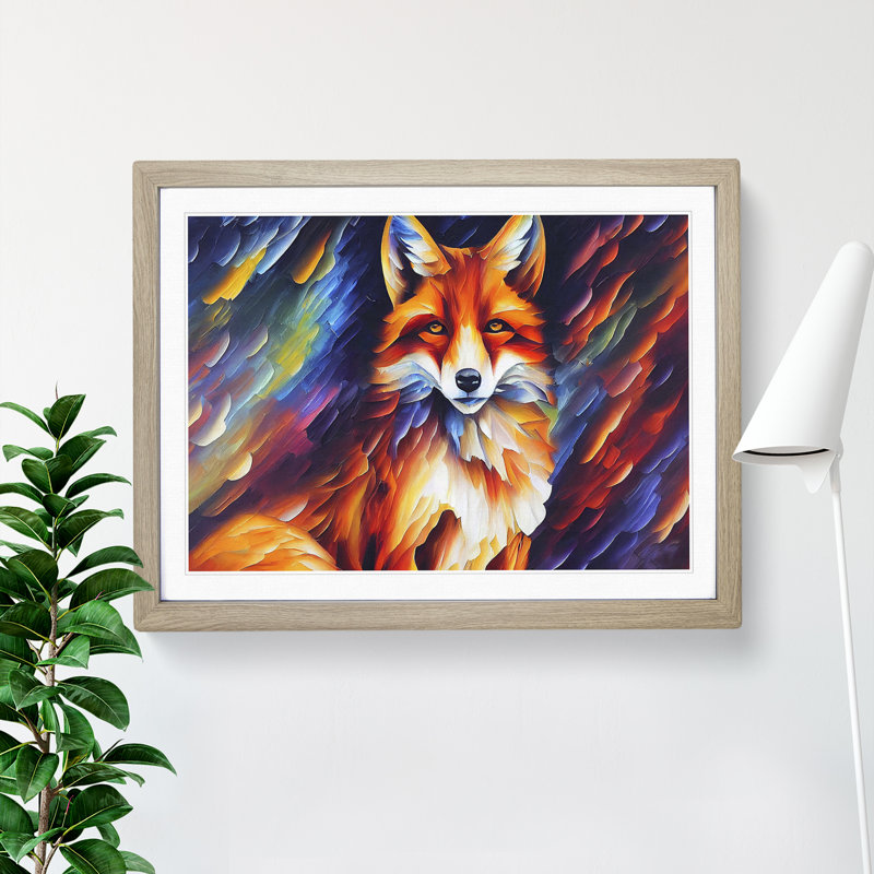 Fox Vol.2 - Single Picture Frame Painting, 25cm H x 34cm W x 2cm D, Oak