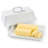 Kook Ceramic Extra Large Butter Dish With Lid, Embossed, White