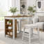 Ensemble de table de bar avec prise de courant, rangement et 2 tabourets