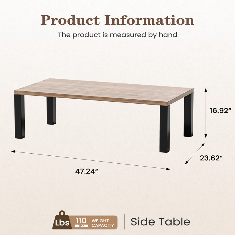 47'' L Outdoor Steel Coffee Table For Patio Furniture Sets