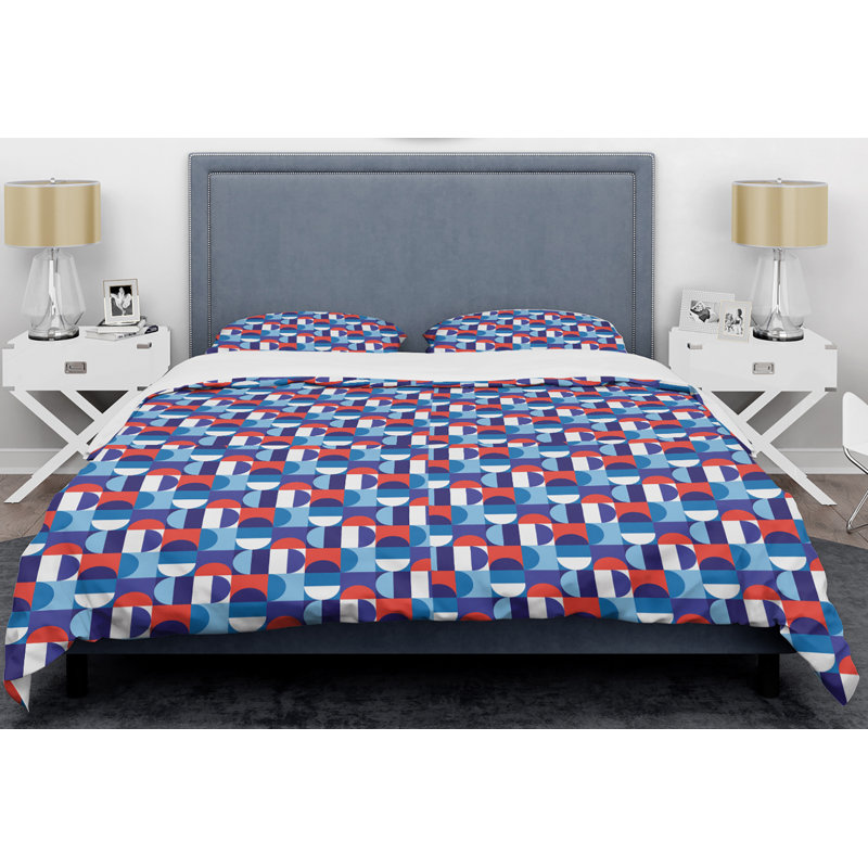Ensemble de housse de couette mid-century pois points, Housse de couette très grand + 2 taies décoratives