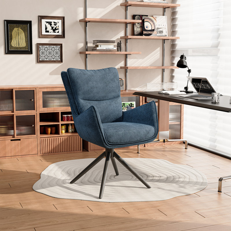 Chaise de bureau ergonomique pivotante à 360 ° avec dossier haut, Bleu
