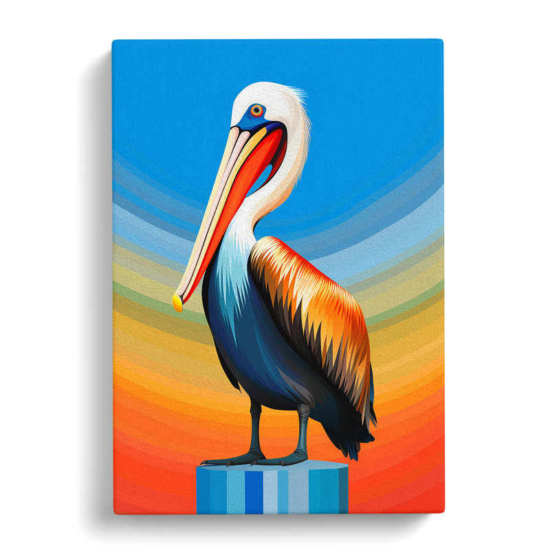 Pelican Op Art - Wrapped Canvas, 50cm H x 35cm W x 3cm D